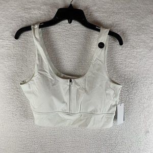 Cotton on Body Sports Bra Vestlette Top Women's XL White Front Zip Pullover 7601